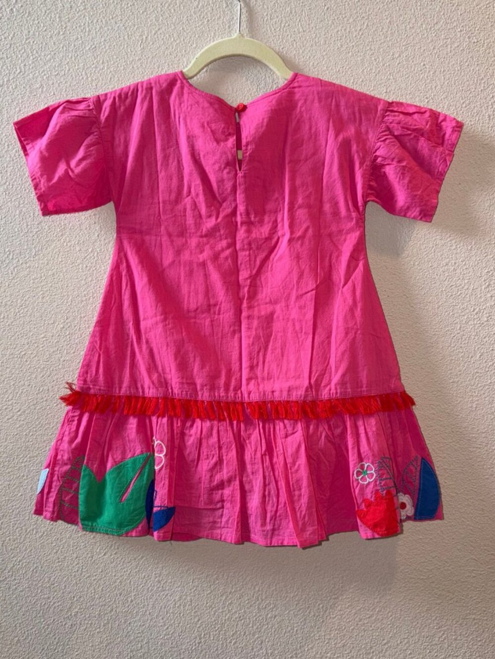 Mini Boden Pink Embroidered Dress with Parrot Design - Picture 2 of 6